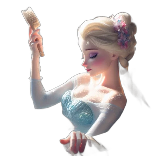 dress, jewelry, staff, crown, concept art, 3d render, cartoon, fantasy art transparent PNG cut-out