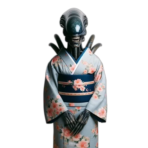 robot, mask, staff, dress, concept art, 3d render, vaporwave, photorealistic transparent PNG cut-out