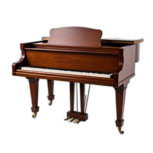 furniture, 3d render, photorealistic, wooden, piano, closed, lid, displayed transparent PNG cut-out