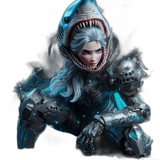 weapon, creature, concept art, fantasy art, comic book art, pixel art, blue, dark transparent PNG cut-out