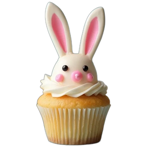food, animal, photorealistic, 3d render, these, adorable, bunny, cupcakes transparent PNG cut-out