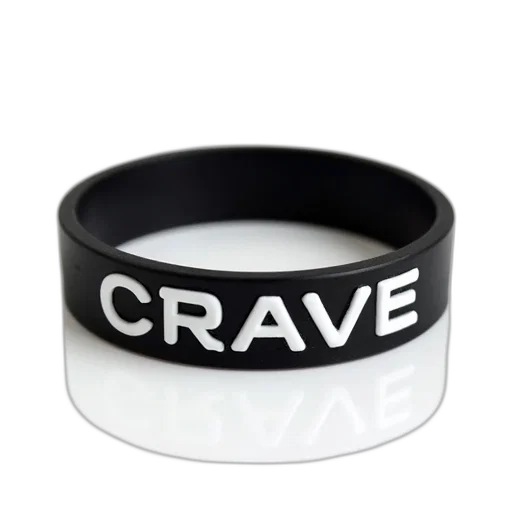 crown, jewelry, black, rubber, bracelet, word, crave, white transparent PNG cut-out