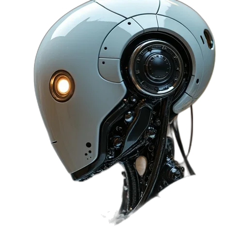robot, mask, weapon, face, 3d render, concept art, cyberpunk, photorealistic transparent PNG cut-out