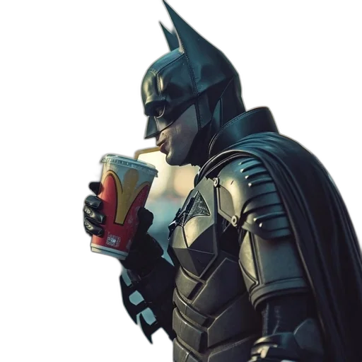 comic book art, concept art, 3d render, batman, figure, urban, setting, sips transparent PNG cut-out