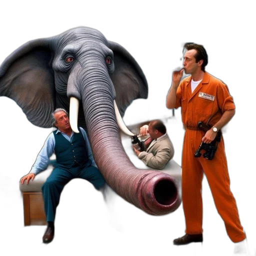concept art, yacht, scene, large, elephant, interacting, man, another transparent PNG cut-out