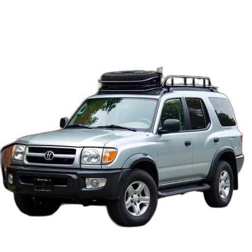 car, silver, suv, black, roof, rack, parked, paved transparent PNG cut-out
