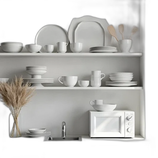 furniture, 3d render, photorealistic, monochrome, earth tones, sleek, modern, kitchen transparent PNG cut-out