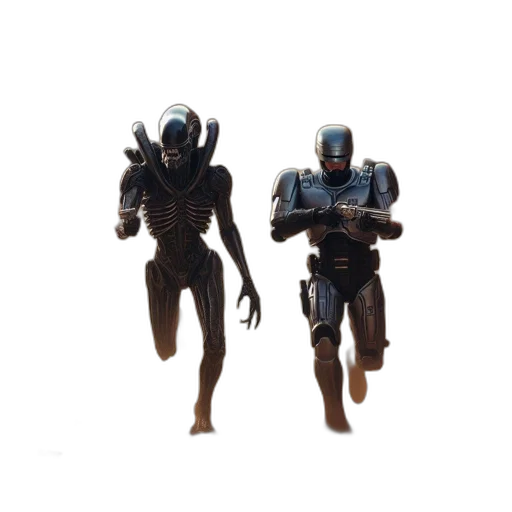 robot, concept art, 3d render, comic book art, pixel art, outer space, blue, dark transparent PNG cut-out