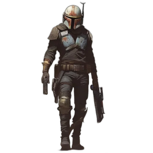 jacket, mask, staff, weapon, concept art, comic book art, pixel art, fantasy art transparent PNG cut-out