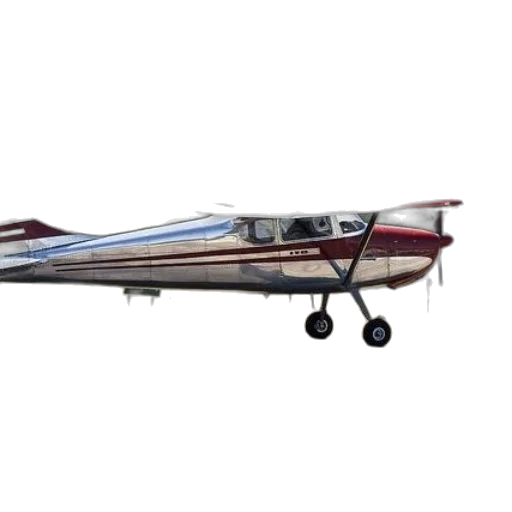 small, single-engine, airplane, polished, silver, body, red, accents transparent PNG cut-out