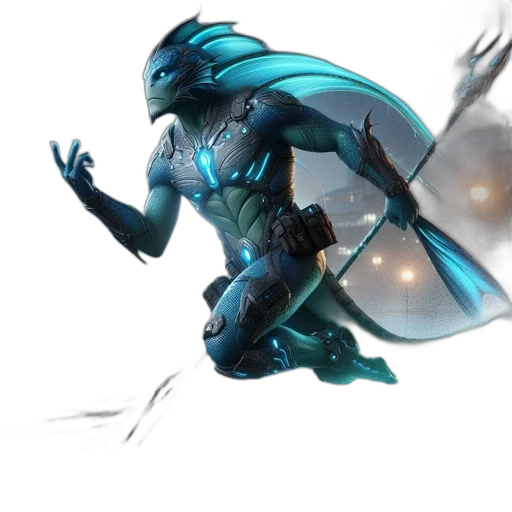dragon, robot, creature, sword, concept art, fantasy art, comic book art, 3d render transparent PNG cut-out