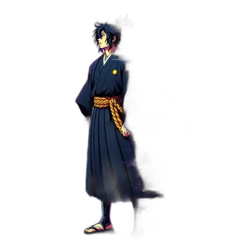 staff, sword, jacket, mask, concept art, pixel art, anime, cartoon transparent PNG cut-out