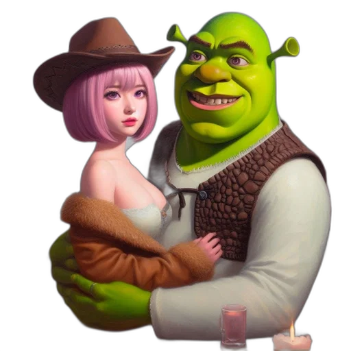 creature, animal, face, concept art, fantasy art, photorealistic, 3d render, shrek transparent PNG cut-out