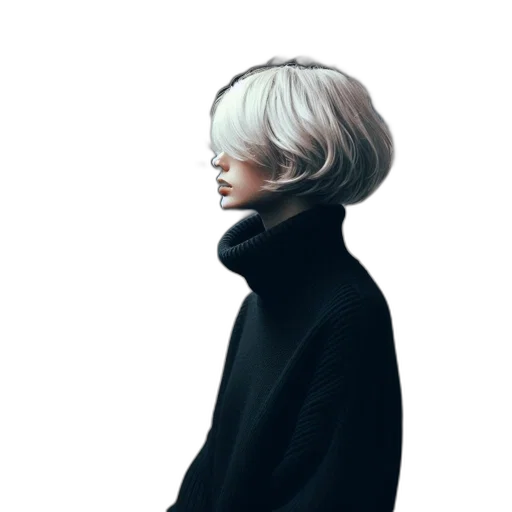 face, mask, jacket, hair, photorealistic, concept art, anime, watercolor transparent PNG cut-out