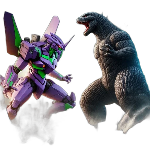 creature, concept art, 3d render, massive, menacing, faces, off, against transparent PNG cut-out