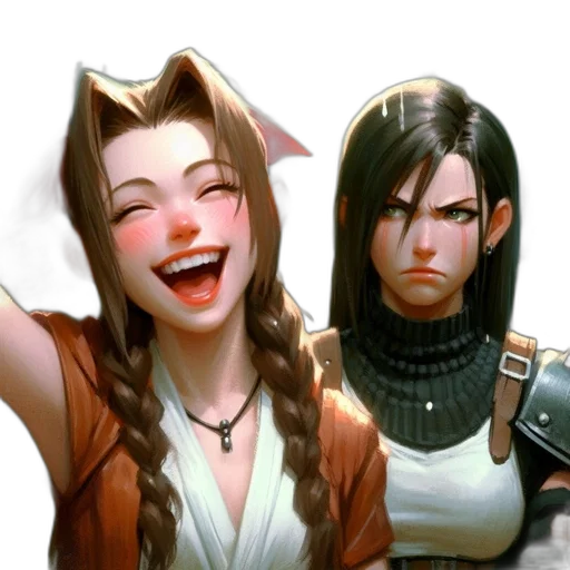 staff, concept art, fantasy art, comic book art, anime, two, female, characters transparent PNG cut-out