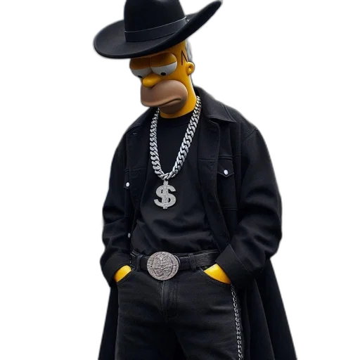 jacket, mask, robot, concept art, homer, simpson, depicted, modern transparent PNG cut-out