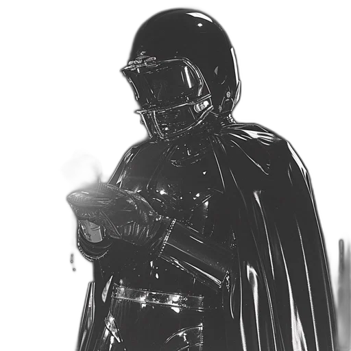mask, robot, weapon, comic book art, concept art, fantasy art, pencil sketch, outer space transparent PNG cut-out
