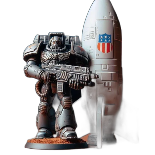 weapon, robot, concept art, 3d render, outer space, armored, miniature, figure transparent PNG cut-out