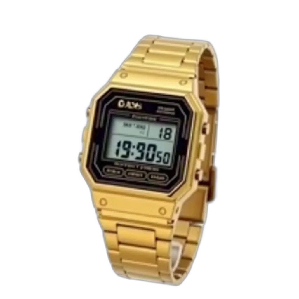jewelry, vaporwave, golden, digital, casio, watch, gold-colored, band transparent PNG cut-out