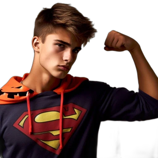 comic book art, photorealistic, concept art, fantasy art, determined, young, man, wears transparent PNG cut-out