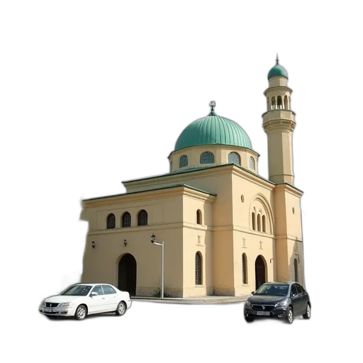 building, car, 3d render, photorealistic, concept art, pixel art, city street, beige transparent PNG cut-out