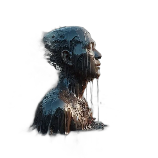 face, robot, creature, dress, concept art, fantasy art, cyberpunk, photorealistic transparent PNG cut-out