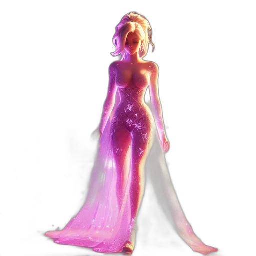 dress, concept art, 3d render, fantasy art, vaporwave, pastel, animated, woman transparent PNG cut-out