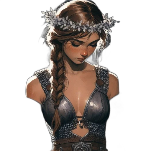 dress, jewelry, crown, staff, fantasy art, concept art, pixel art, photorealistic transparent PNG cut-out