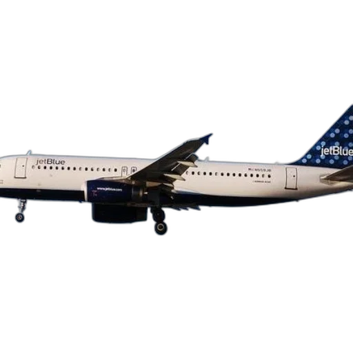 jetblue, airplane, flying, through, sky, blue, white, polka transparent PNG cut-out