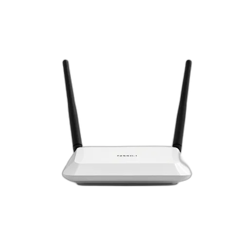 robot, crown, white, router, two, black, antennas, displayed transparent PNG cut-out