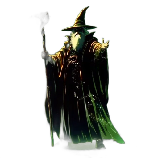 staff, mask, hat, concept art, fantasy art, pixel art, comic book art, green transparent PNG cut-out