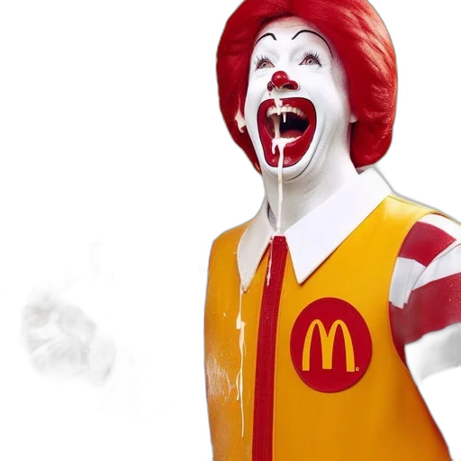 food, exaggerated, comical, portrayal, ronald, mcdonald, sprays, something transparent PNG cut-out