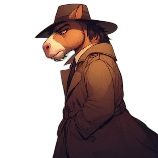 hat, jacket, animal, mask, concept art, cartoon, comic book art, watercolor transparent PNG cut-out