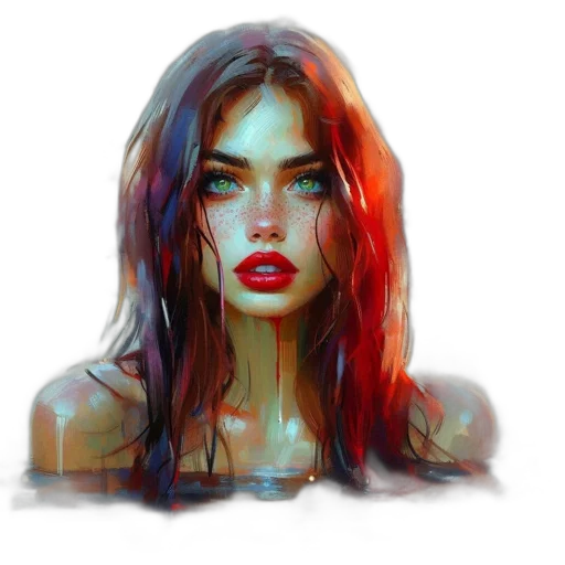 face, mask, hair, creature, photorealistic, fantasy art, concept art, oil painting transparent PNG cut-out