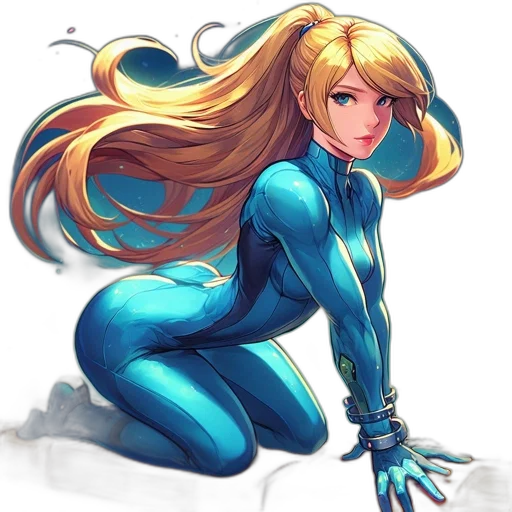 robot, hair, anime, comic book art, concept art, cartoon, blue, colorful transparent PNG cut-out