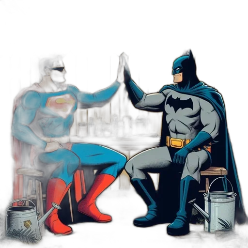 comic book art, concept art, cartoon, fantasy art, fire, underwater, superman, batman transparent PNG cut-out