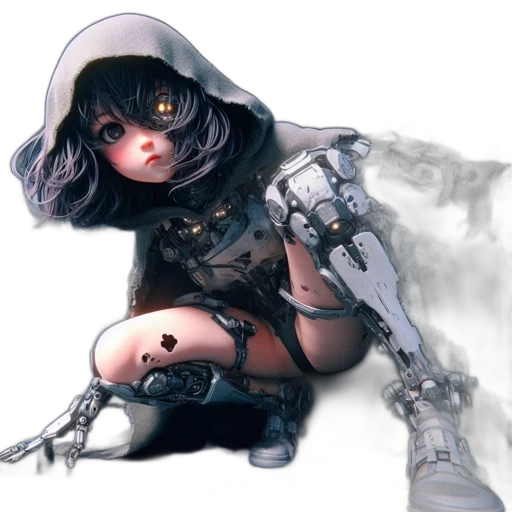 robot, weapon, sword, concept art, fantasy art, cyberpunk, 3d render, monochrome transparent PNG cut-out