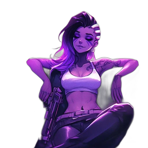 weapon, staff, jacket, cyberpunk, concept art, comic book art, pixel art, neon lights transparent PNG cut-out