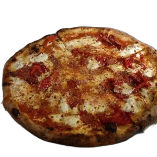 food, face, weapon, photorealistic, 3d render, delicious-looking, pizza, red transparent PNG cut-out