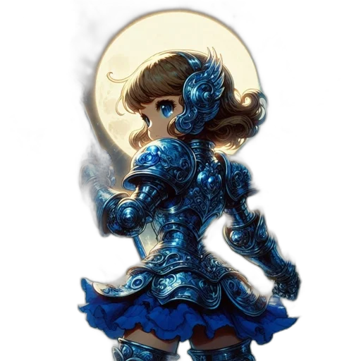 dress, staff, concept art, fantasy art, 3d render, pixel art, blue, animated transparent PNG cut-out