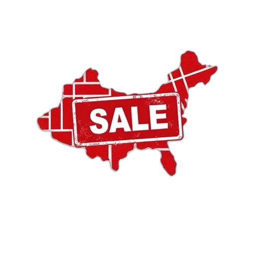 stylized, map, country, red, white, sale, stamp, center transparent PNG cut-out