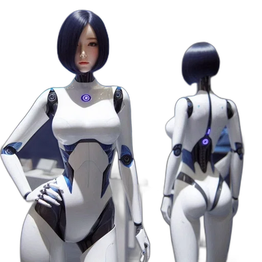 robot, concept art, 3d render, cyberpunk, fantasy art, two, humanoid, robots transparent PNG cut-out