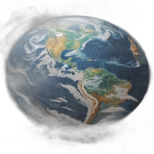 concept art, outer space, fog, mosaic, shows, earth, depicted, within transparent PNG cut-out
