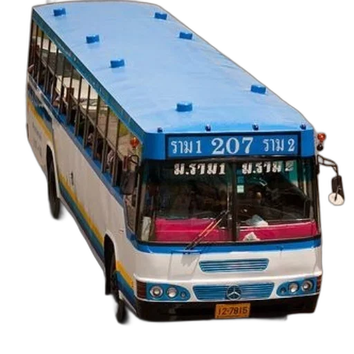 blue, white, bus, number, 207, driving, down, street transparent PNG cut-out