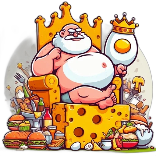 food, crown, concept art, fantasy art, overflowing, feast, surrounds, regal transparent PNG cut-out
