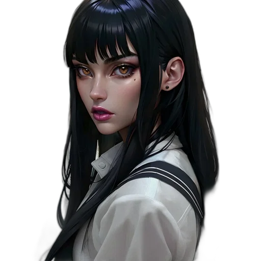 face, staff, jacket, creature, fantasy art, concept art, photorealistic, anime transparent PNG cut-out
