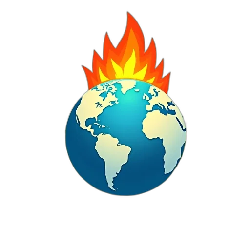 fire, stylized, image, featuring, globe, flames, top, set transparent PNG cut-out