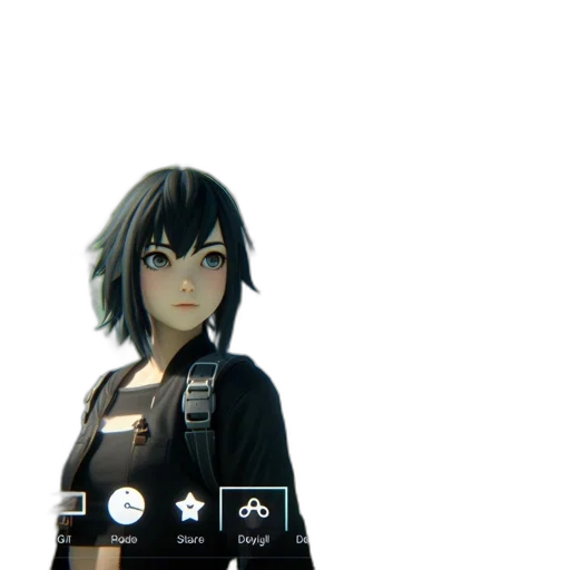 jacket, staff, robot, weapon, concept art, 3d render, pixel art, anime transparent PNG cut-out