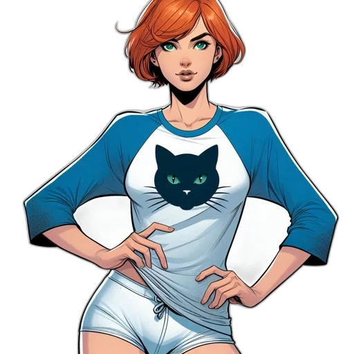 comic book art, concept art, cartoon, image, depicts, casually, dressed, female transparent PNG cut-out